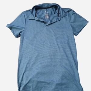 all in motion Men's Blue Striped Casual Button Down Polo